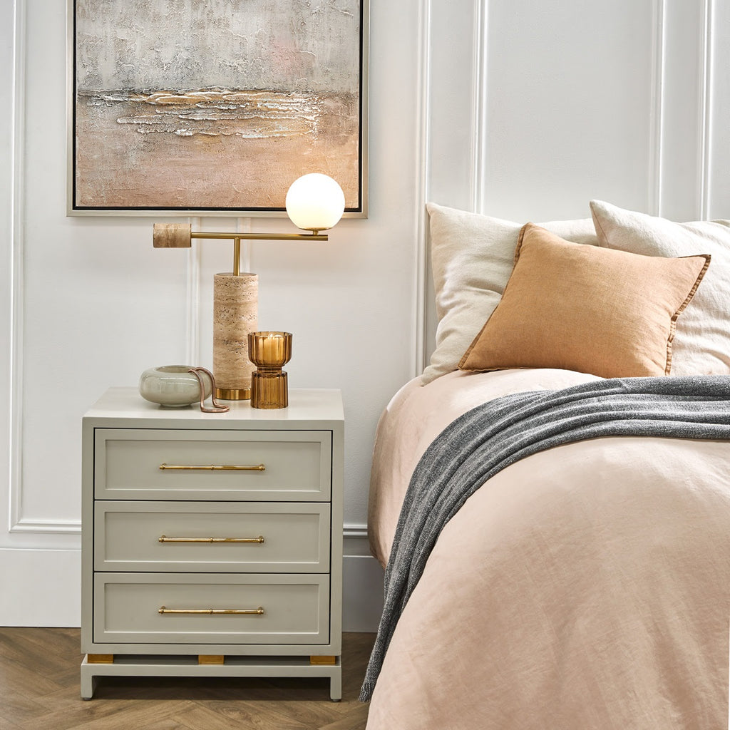 Pearl Luxury Bedside Table - Large Grey