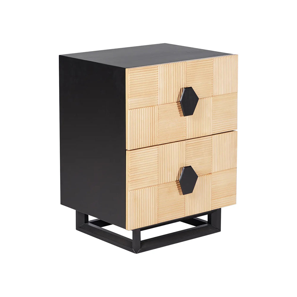 Alton Bedside Table - Small Natural & Black