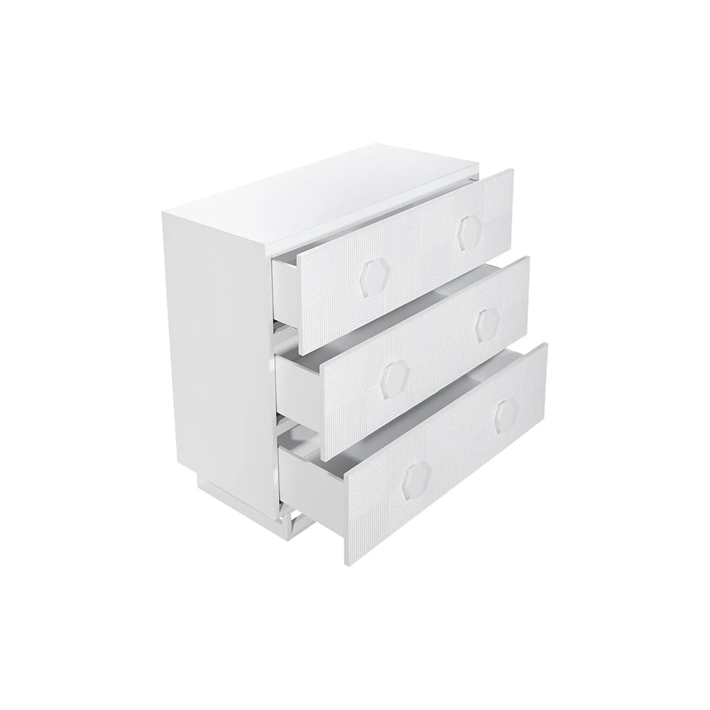 Alton 3 Drawer Chest - White drawers open