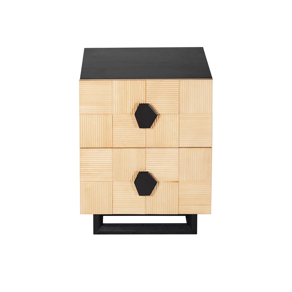 Alton Bedside Table - Small Natural & Black