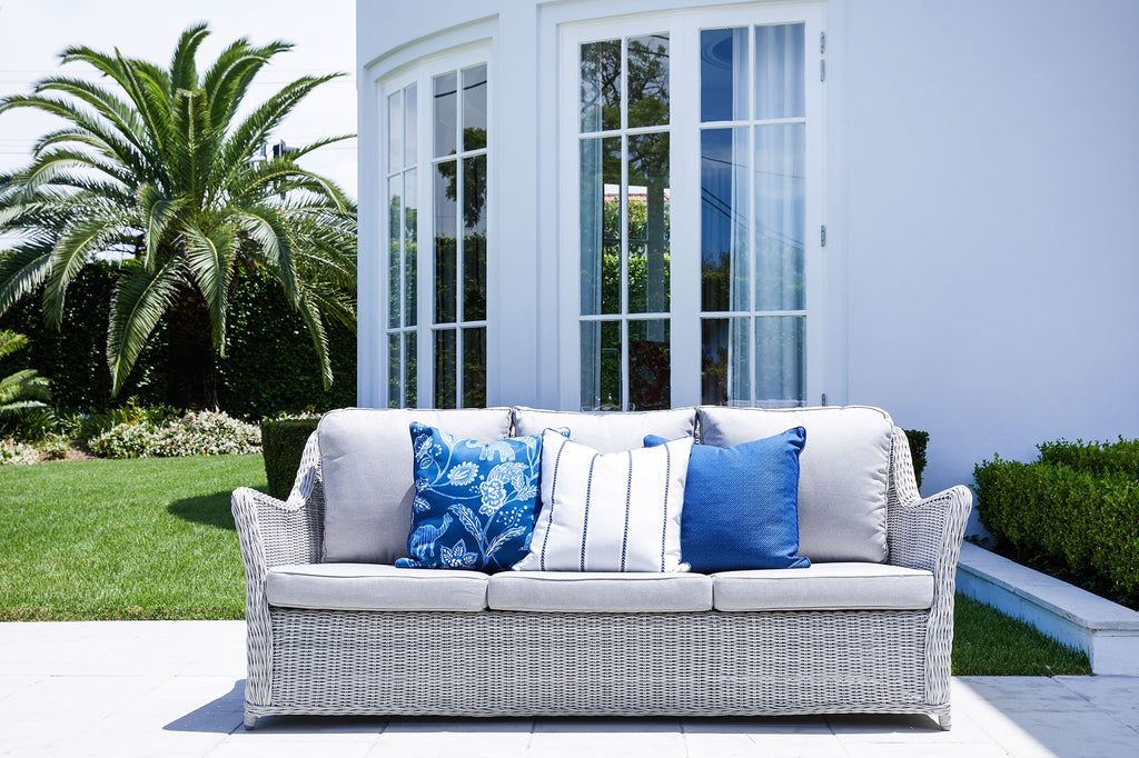 Amalfi 3-Seater Outdoor Rattan Sofa - White Grey 2.08m