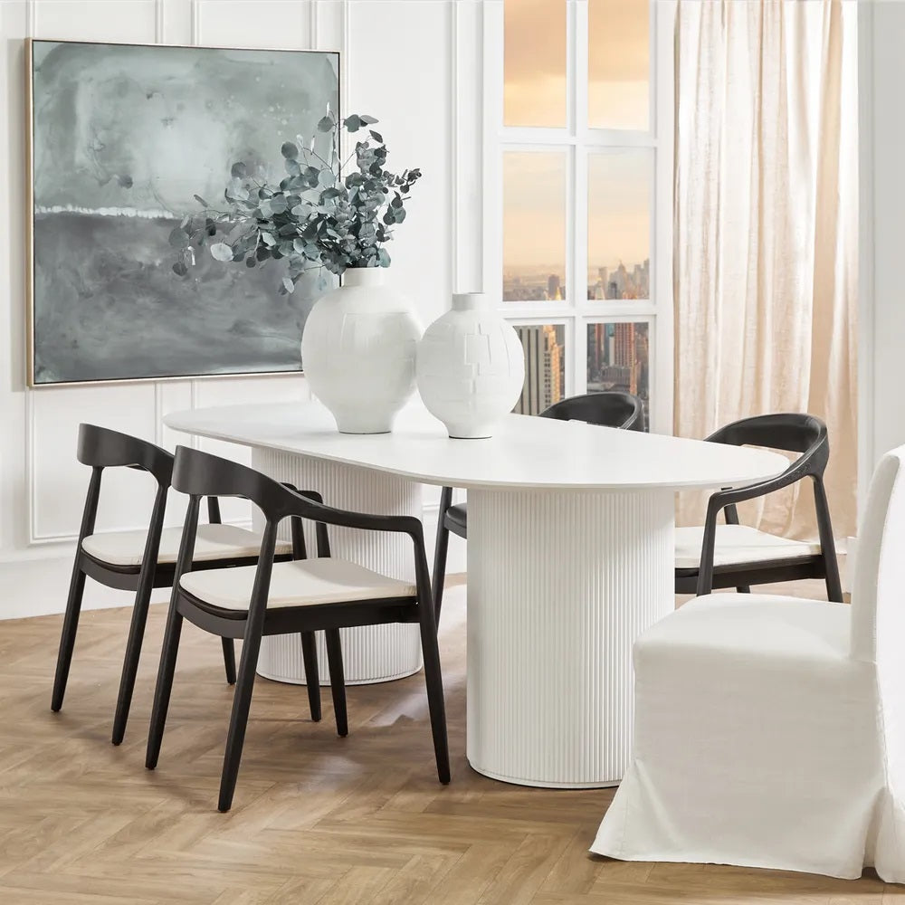 Astrid Ashwood Dining Chair Set of 2 - Black with White Linen