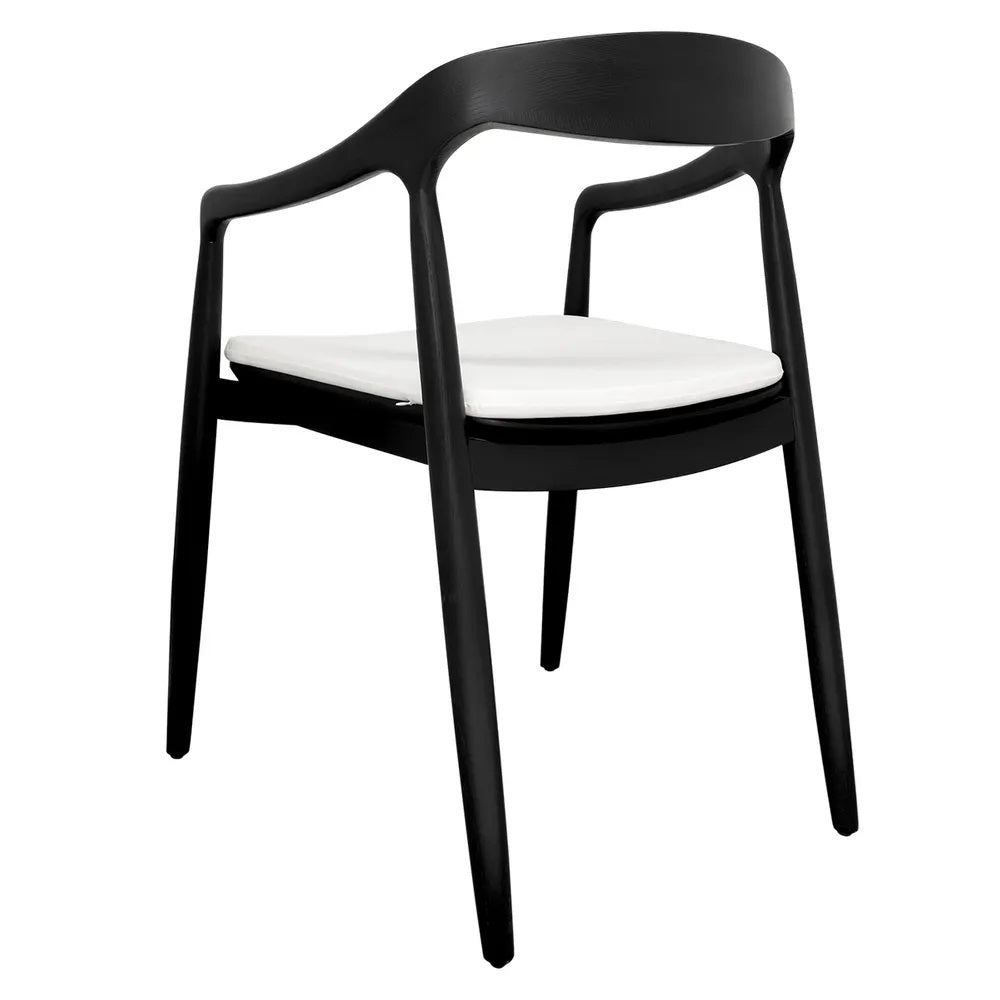 Astrid Ashwood Dining Chair Set of 2 - Black with White Linen