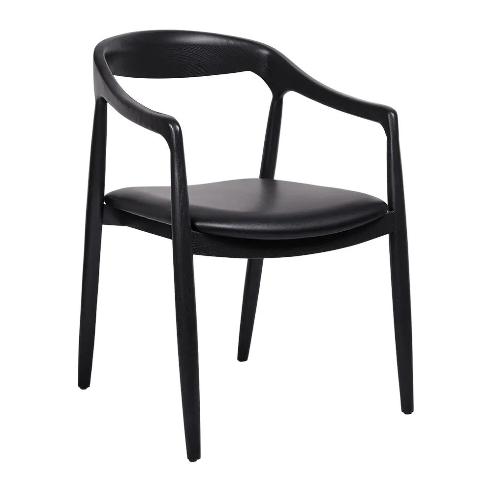 Astrid Ashwood Dining Chair Set of 2 - Black Leather