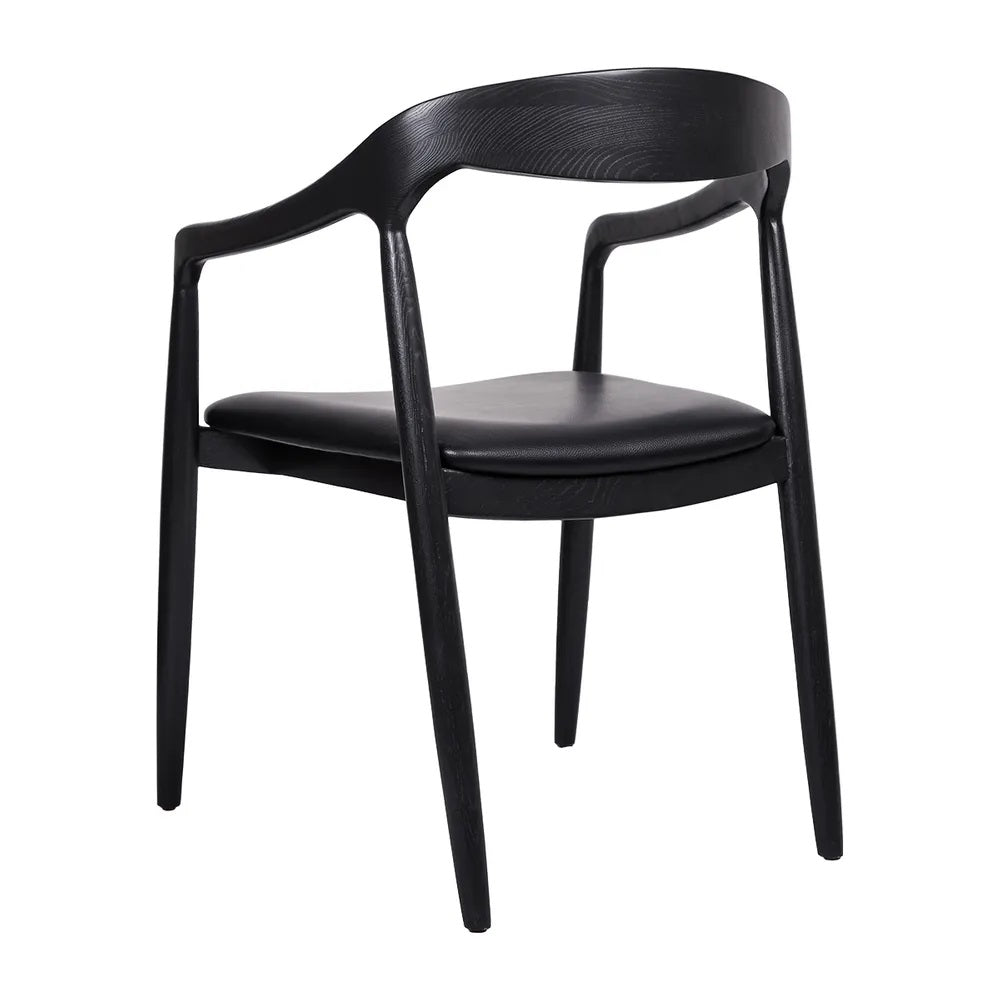 Astrid Ashwood Dining Chair Set of 2 - Black Leather