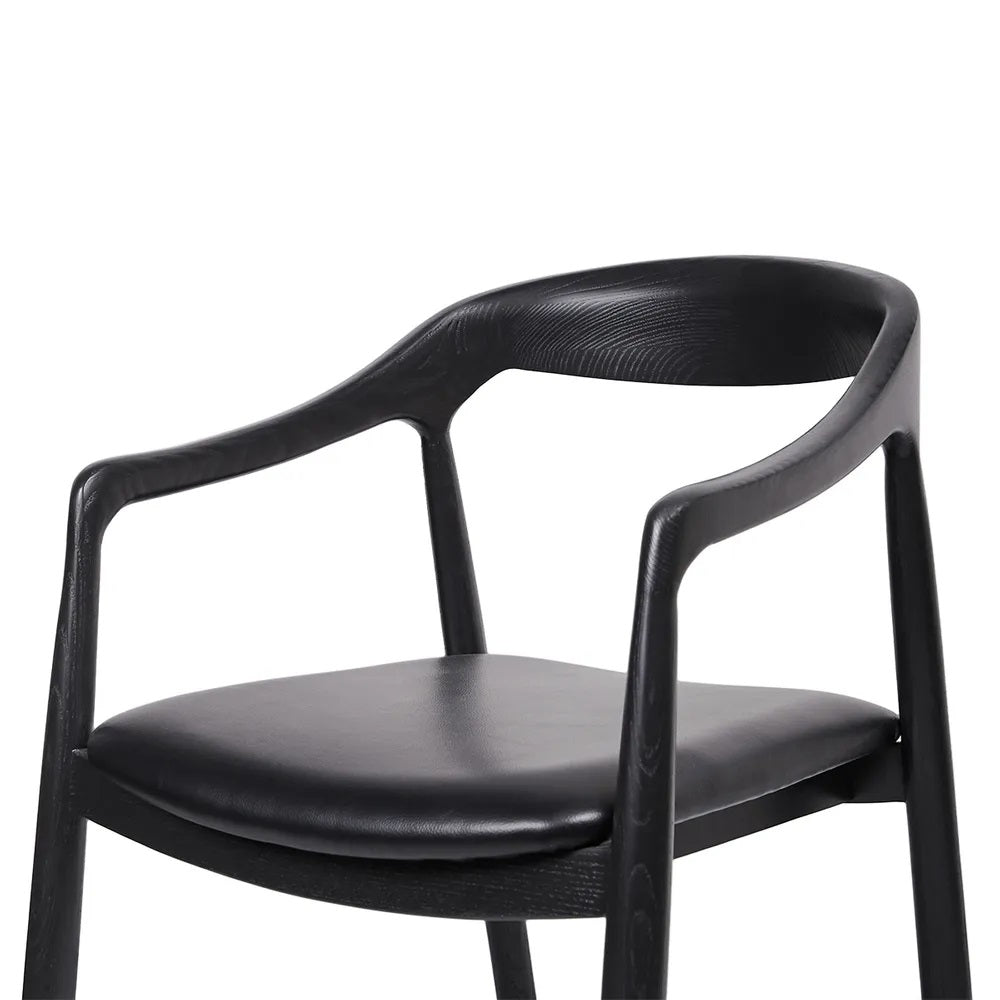 Astrid Ashwood Dining Chair Set of 2 - Black Leather