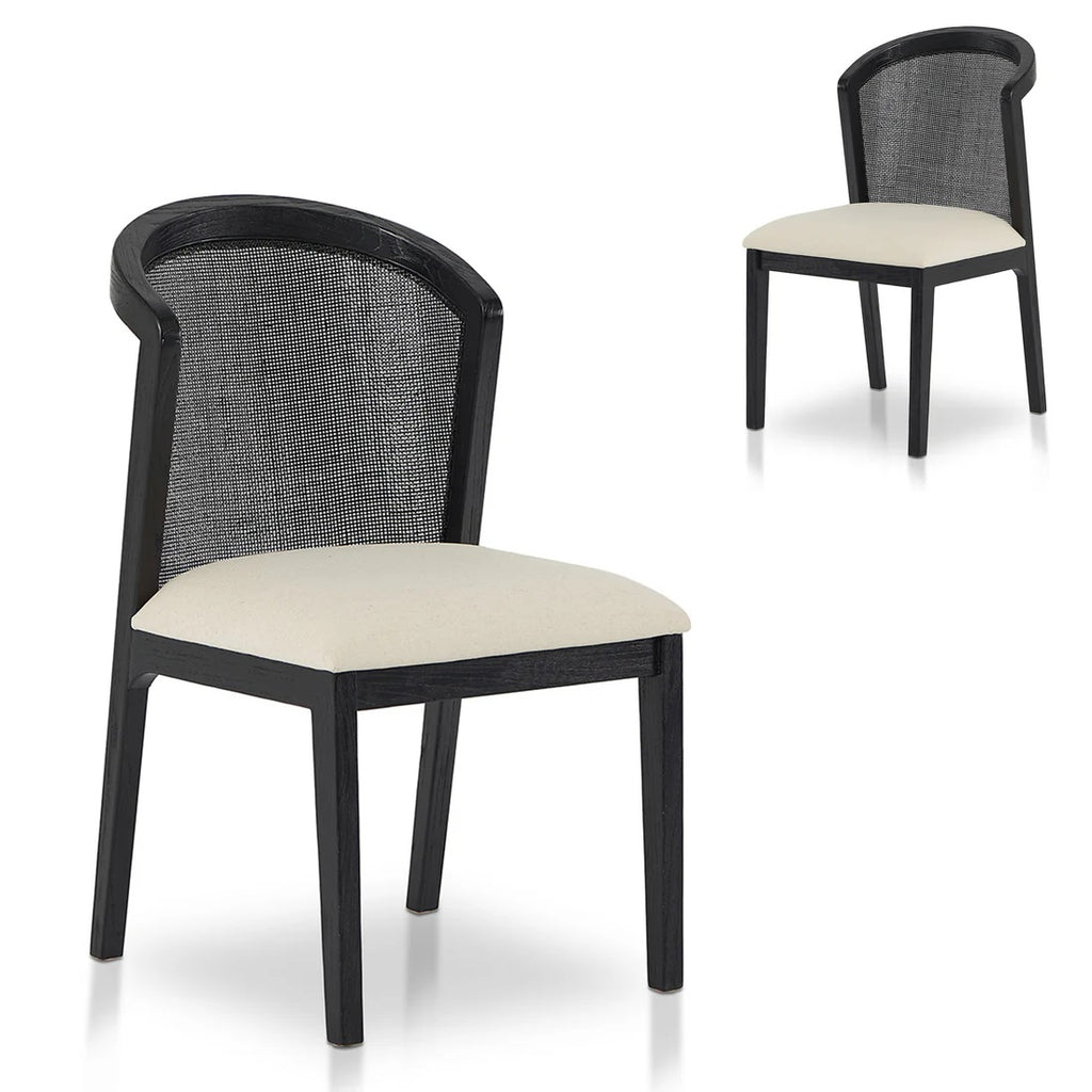 Belmont Black Elm Dining Chair - Light Beige Set of 2