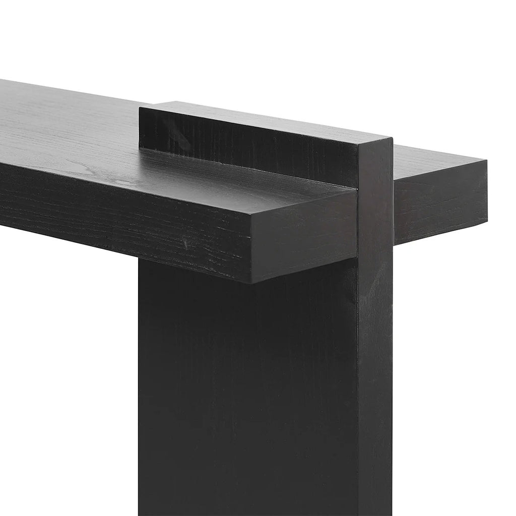 Monaco Black Console Table wood grain