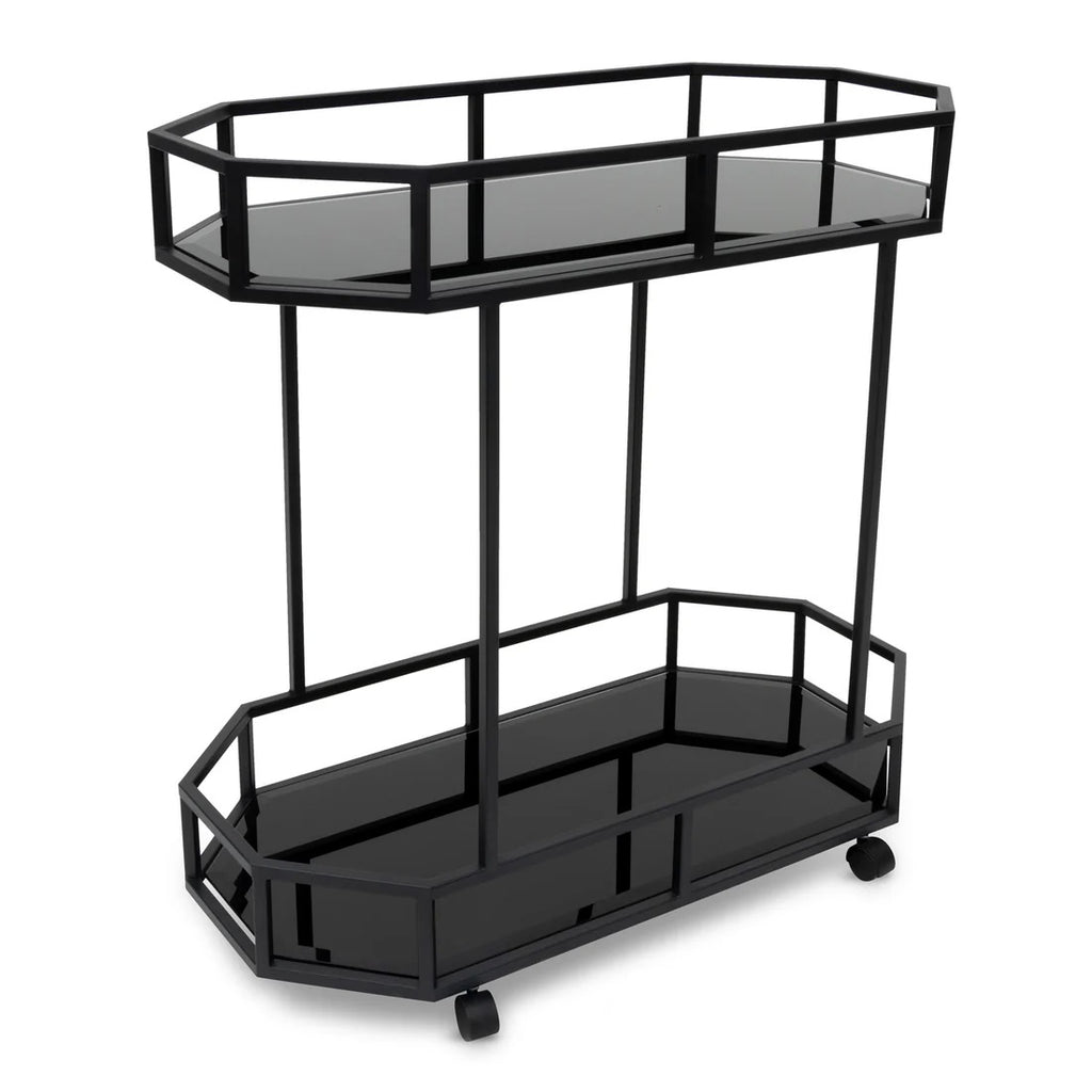 Boston Mirrored Bar Cart - Black