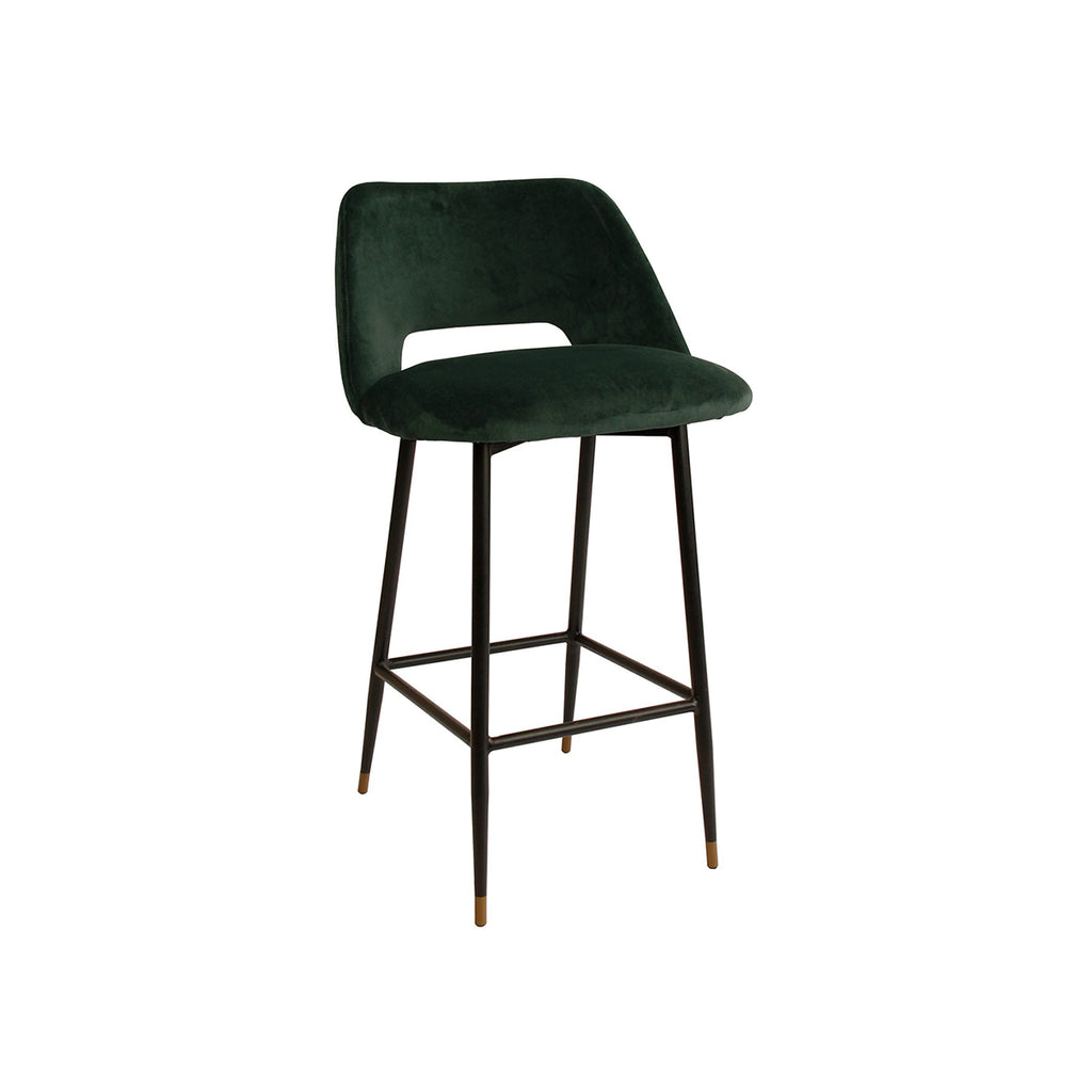 Capri Bar Stool - Dark Green Velvet