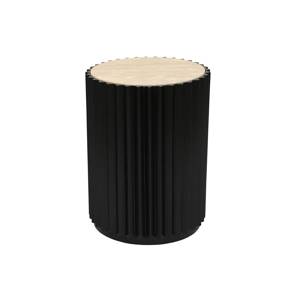 Carter  Travertine Side Table - Black