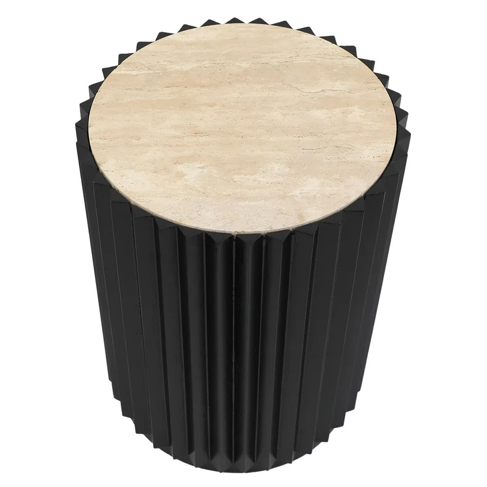 Carter  Travertine Side Table - Black