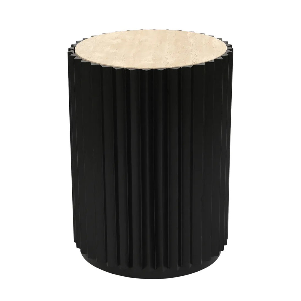 Carter  Travertine Side Table - Black