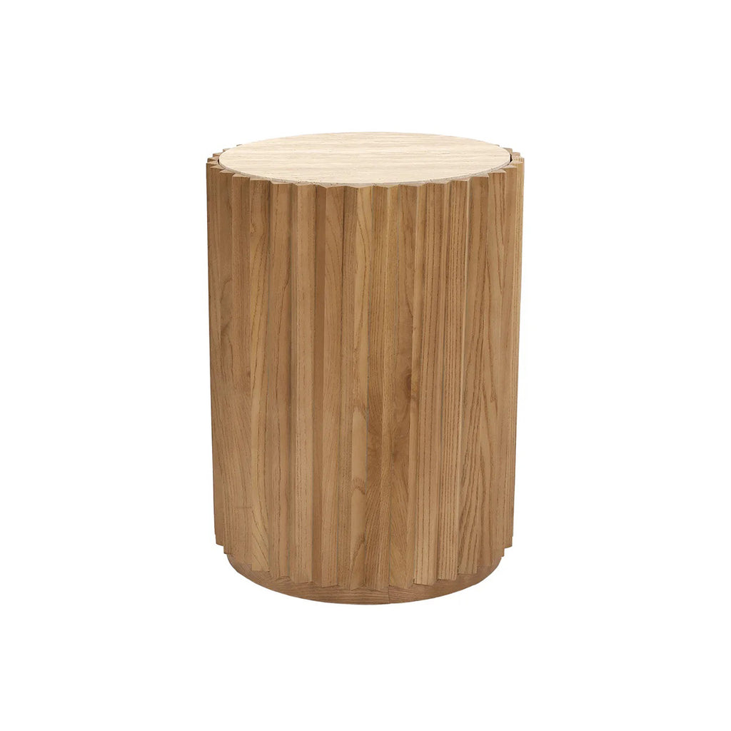 Carter Travertine Side Table - Walnut