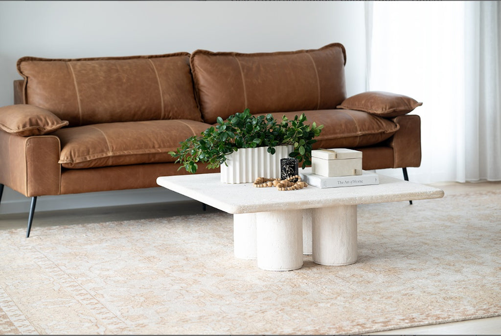 Enzo Travertine Square Coffee Table