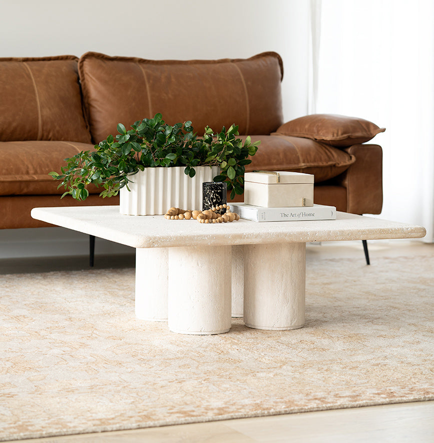 Enzo Travertine Square Coffee Table