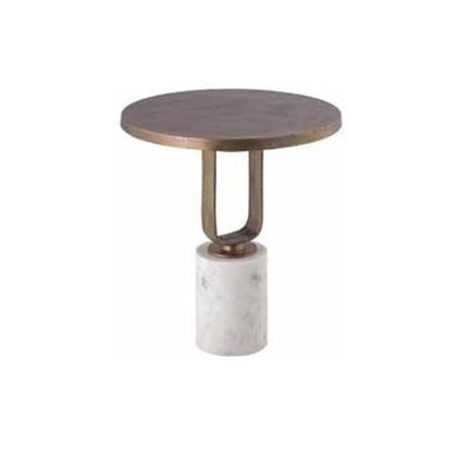 Lille Round Brass and Marble Side Table