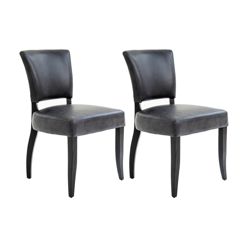 Chelsea Dining Chair Set of 2 - Black Leather