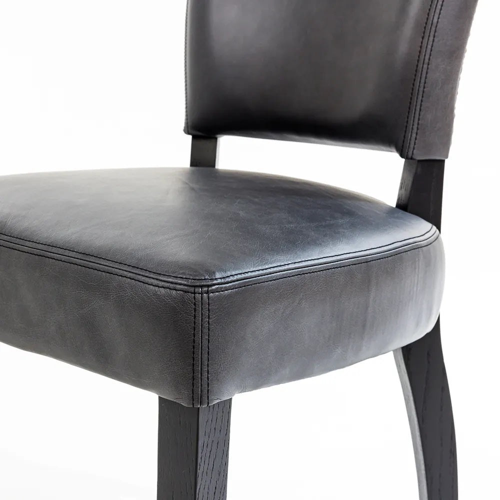 Chelsea Dining Chair Set of 2 - Black Leather