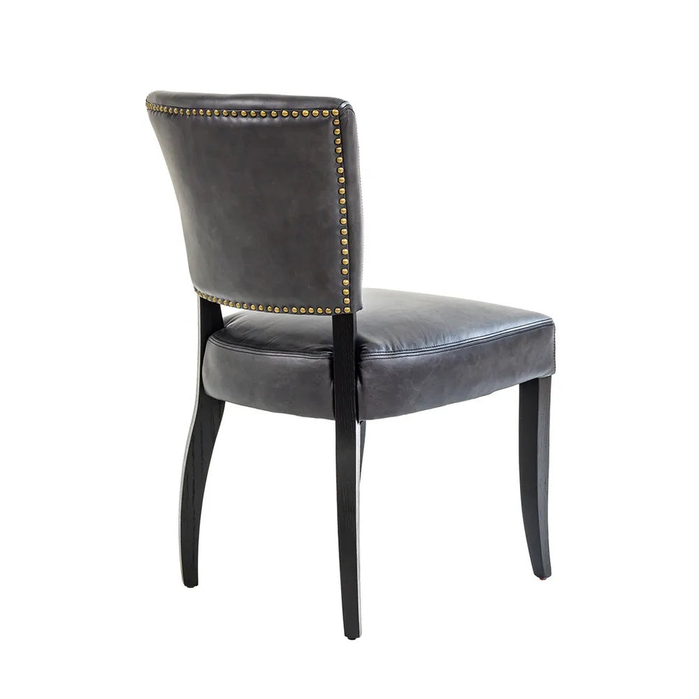 Chelsea Dining Chair Set of 2 - Black Leather