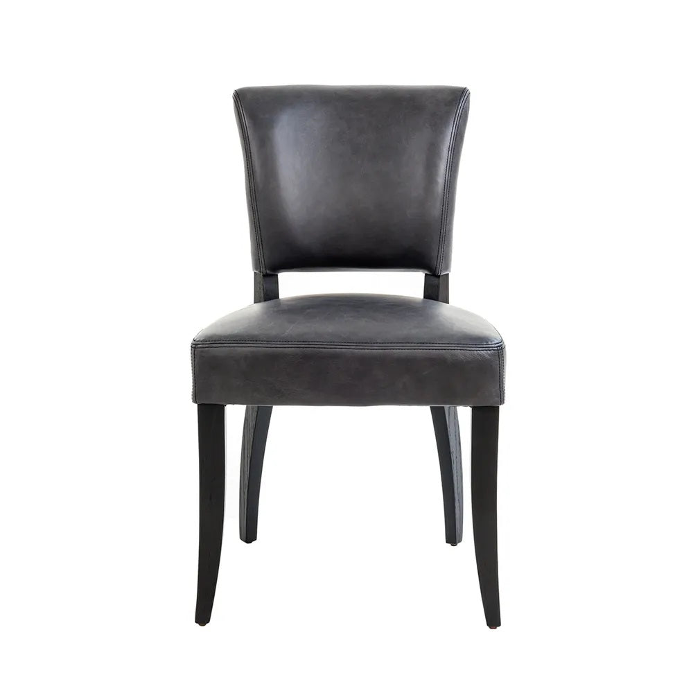 Chelsea Dining Chair Set of 2 - Black Leather