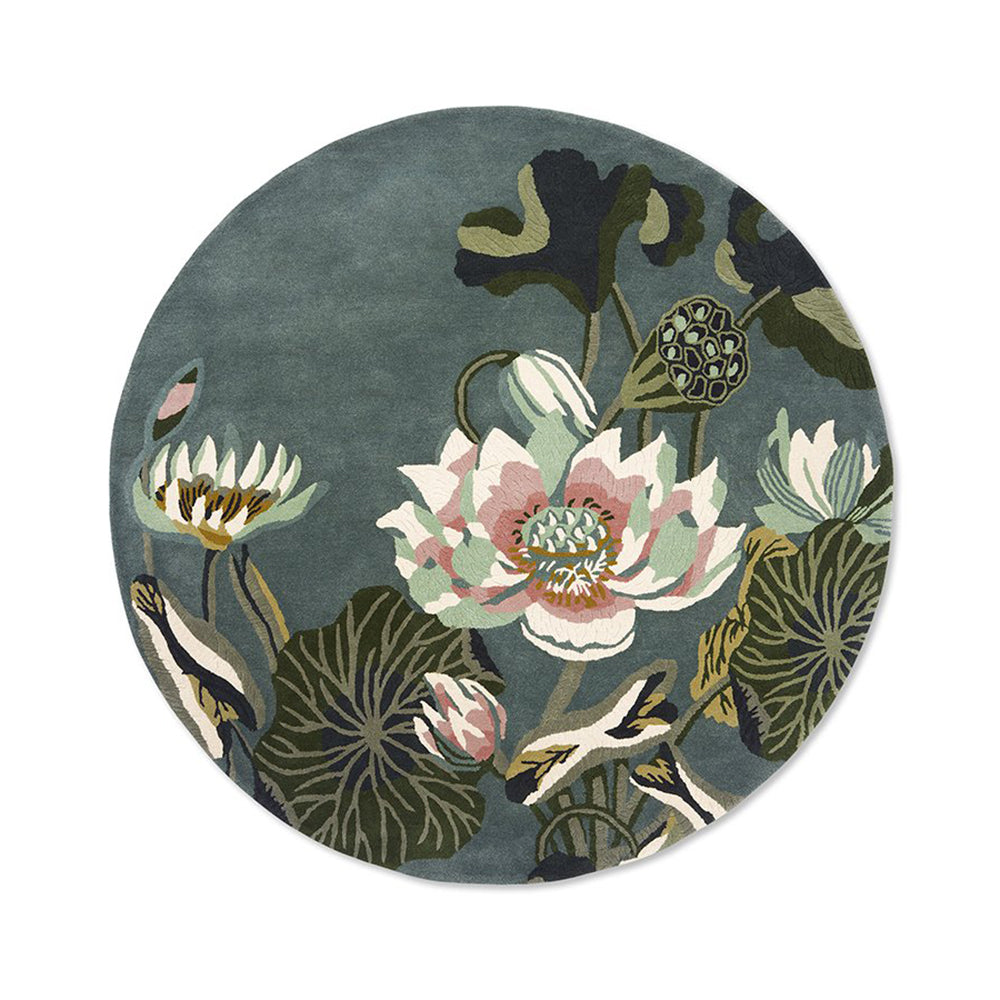 WEDGWOOD WATERLILY MIDNIGHT POND ROUND Rug