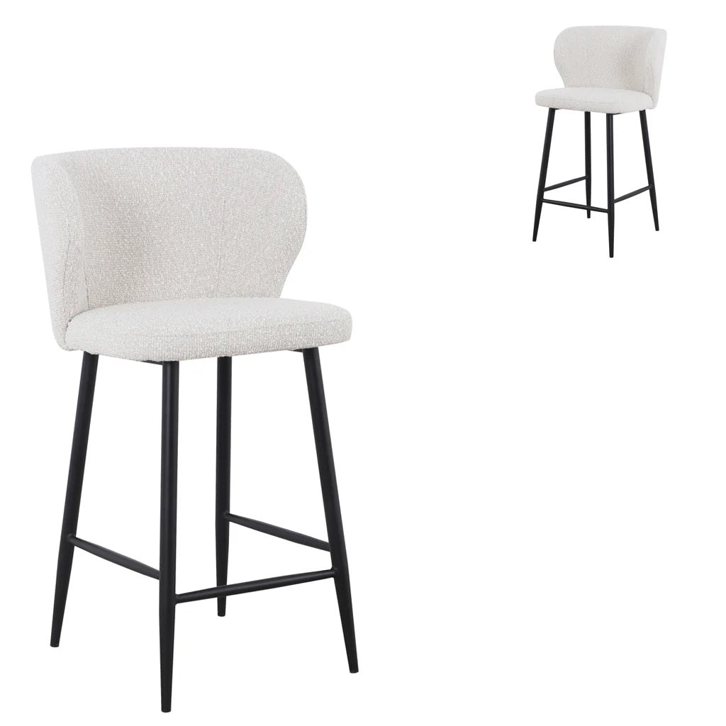 Zara Bar Stool - Pearl Grey Boucle (Set of 2)