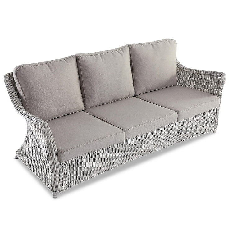 Amalfi 3-Seater Outdoor Rattan Sofa - White Grey | Curved Outdoor Sofa