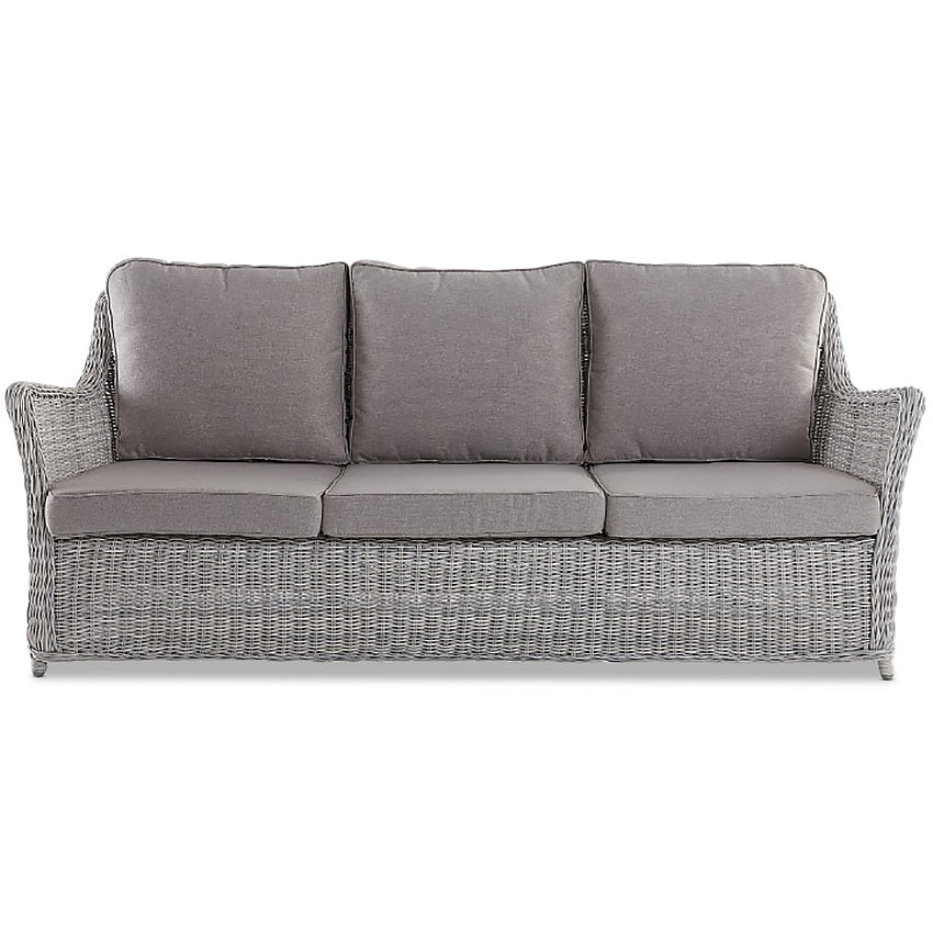 Amalfi 3-Seater Outdoor Rattan Sofa - White Grey | Curved Outdoor Sofa