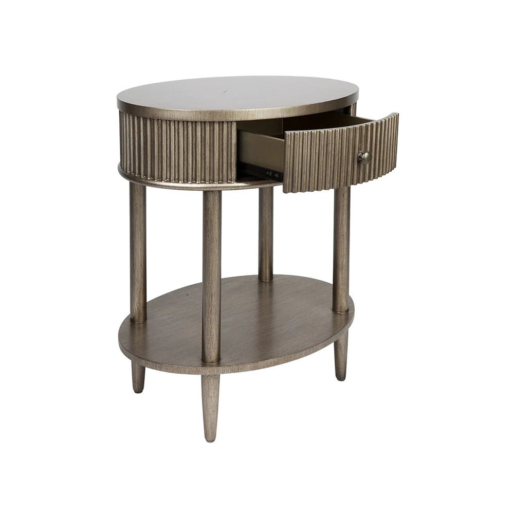 Allegra Gold Bedside Table - Oval