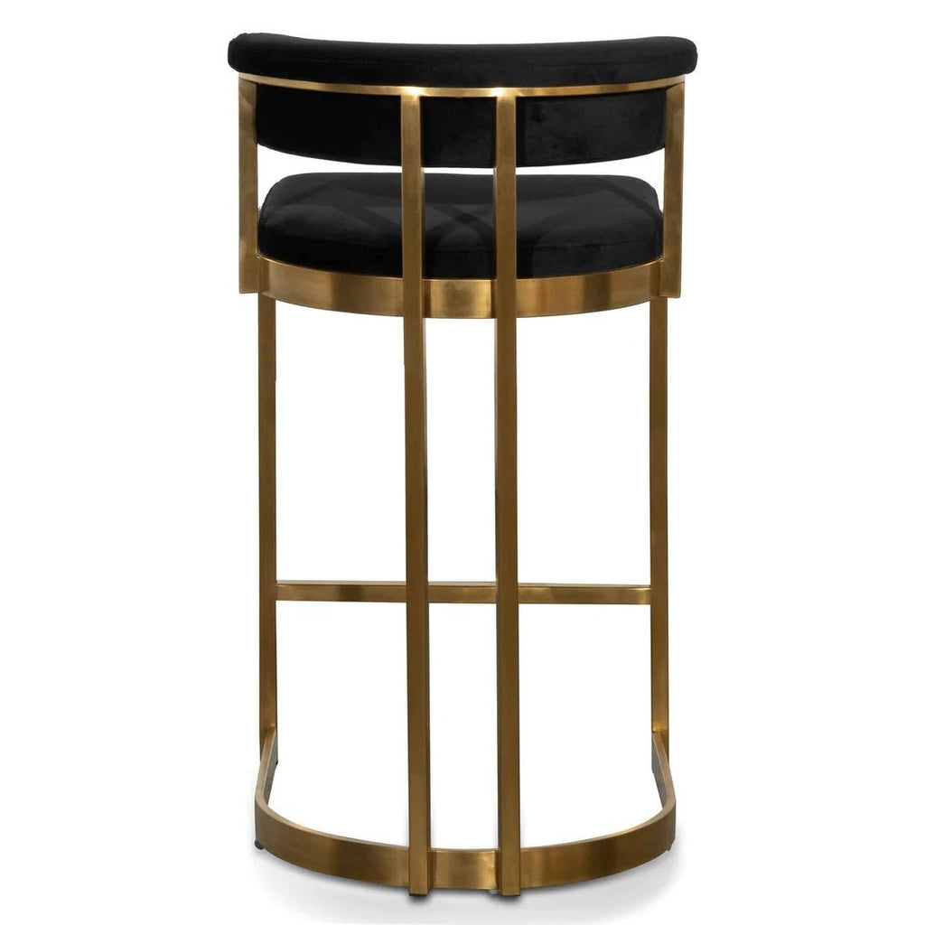 Aston Gold Bar Stool - Black Velvet