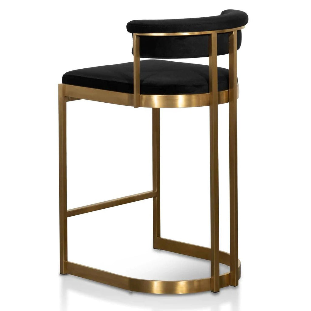 Aston Gold Bar Stool - Black Velvet