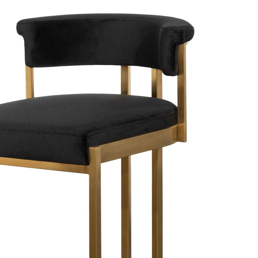 Aston Gold Bar Stool - Black Velvet