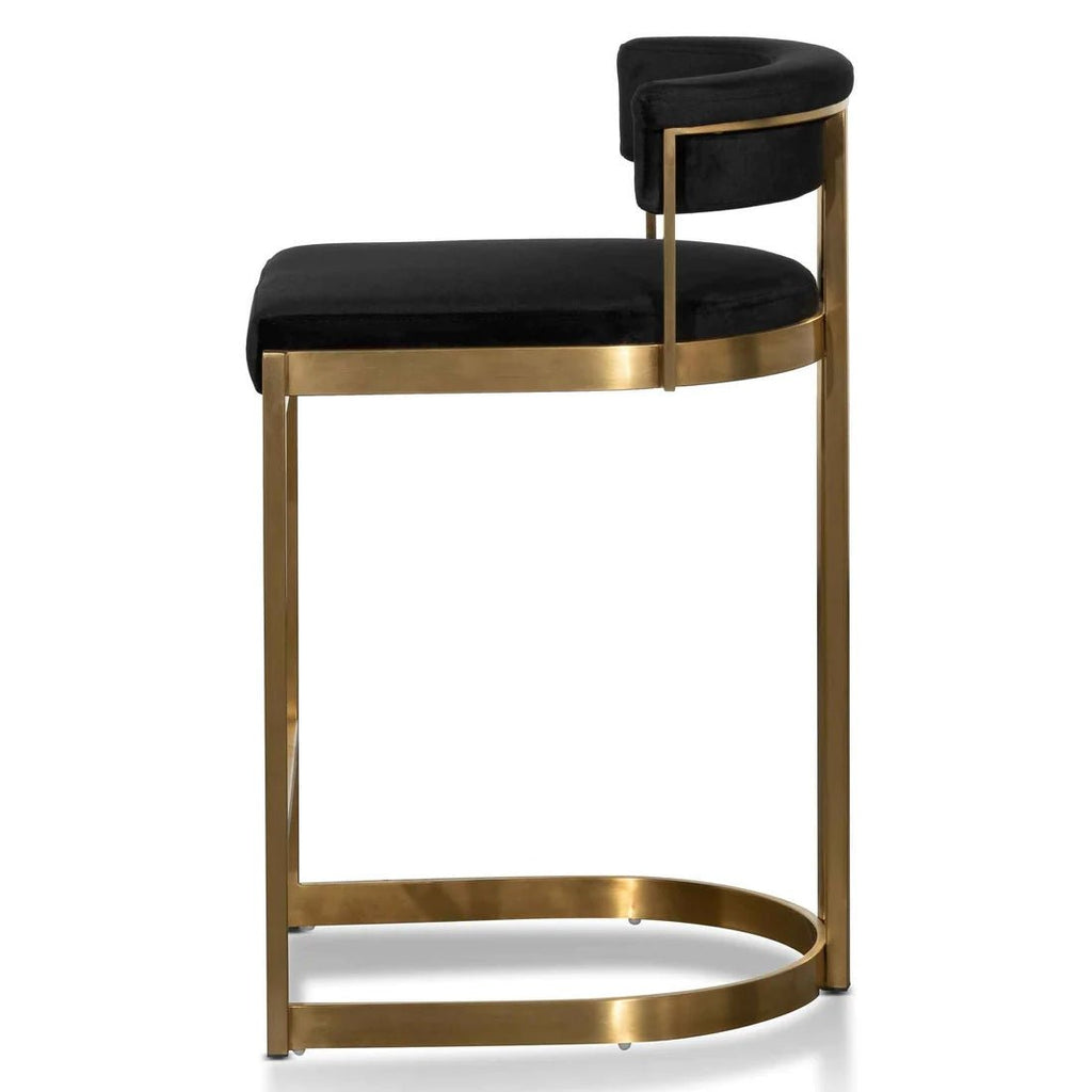 Aston Gold Bar Stool - Black Velvet