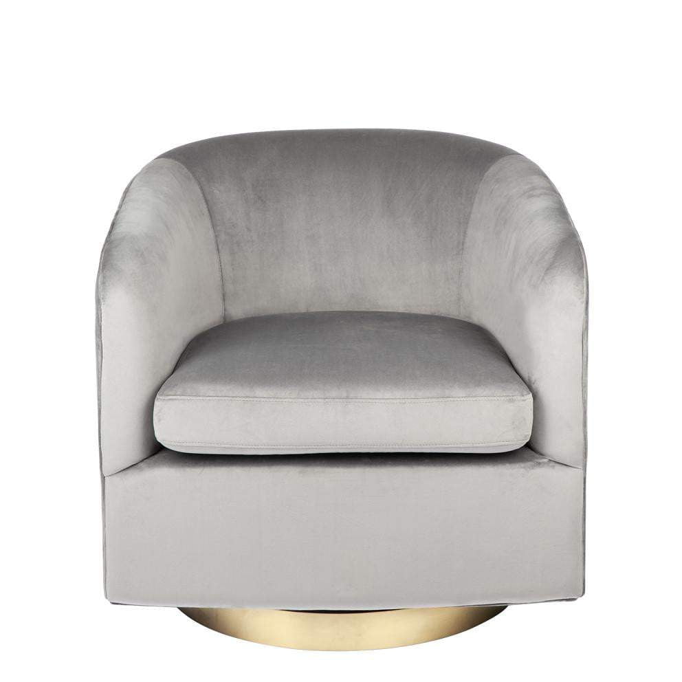 Belvedere Swivel Velvet Armchair - Charcoal