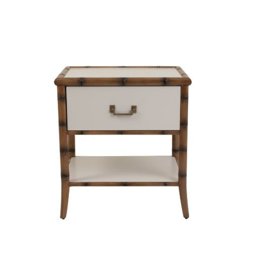 Bordeaux  Bamboo Bedside Table - Ivory