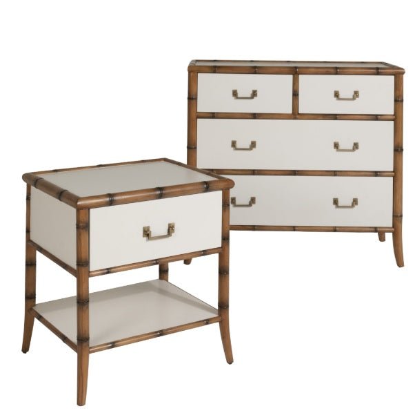 Bordeaux  Bamboo Bedside Table - Ivory