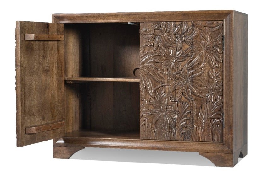 Capri Hand Carved Cabinet - Walnut Grey