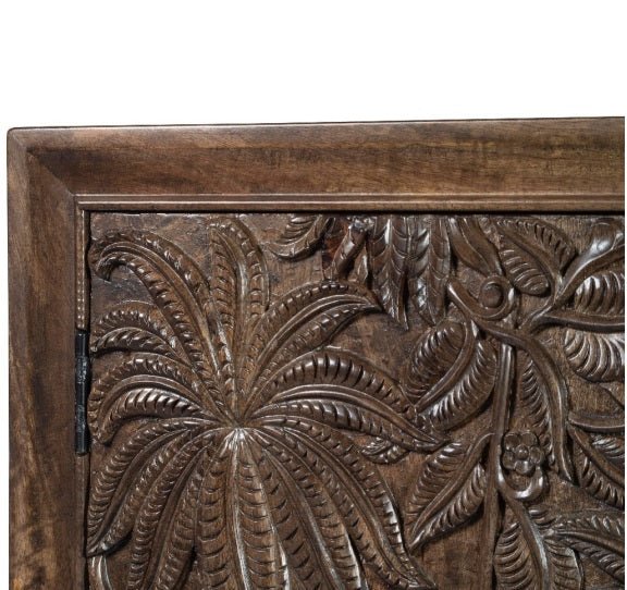 Capri Hand Carved Cabinet - Walnut Grey