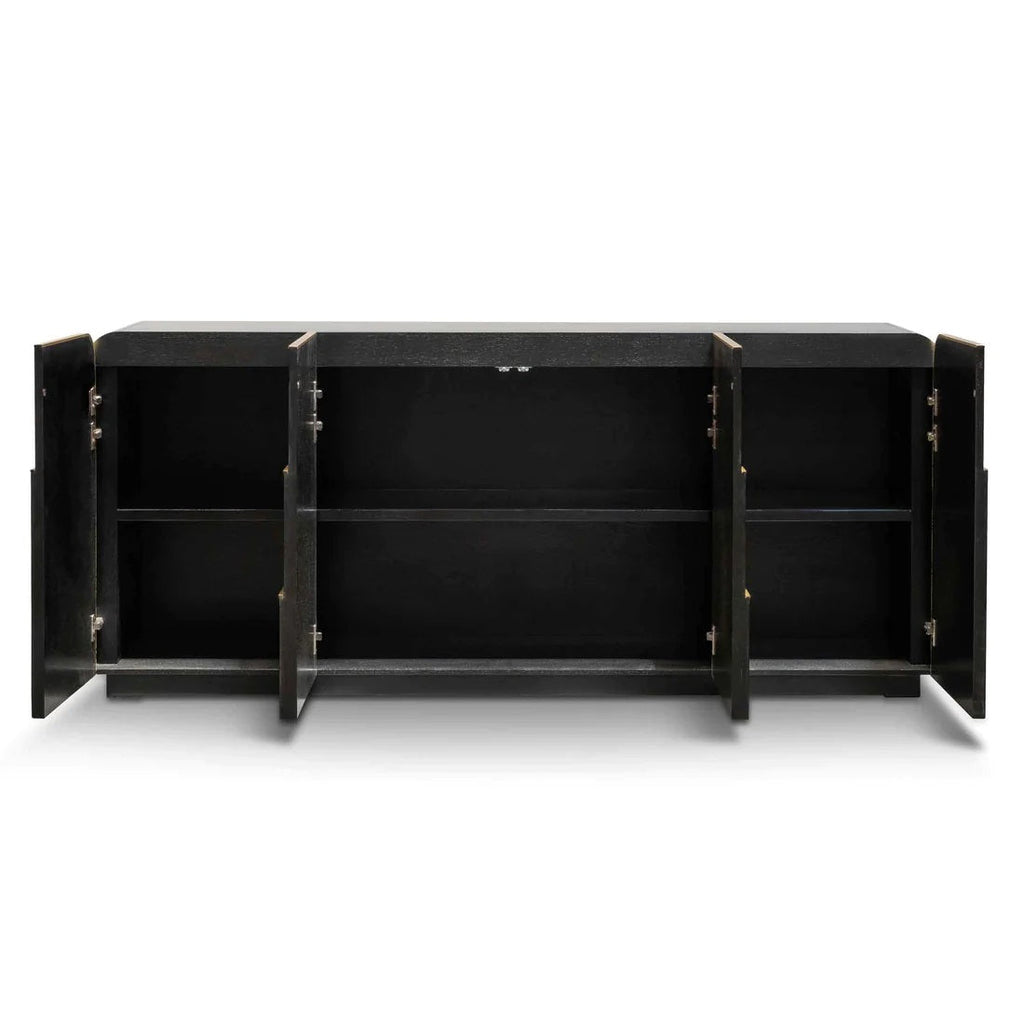 Coco Art Deco Buffet Cabinet - Textured Espresso Black 2m