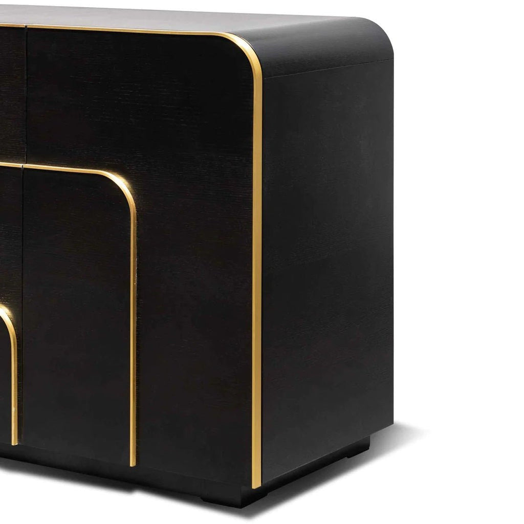 Coco Art Deco Buffet Cabinet - Textured Espresso Black 2m