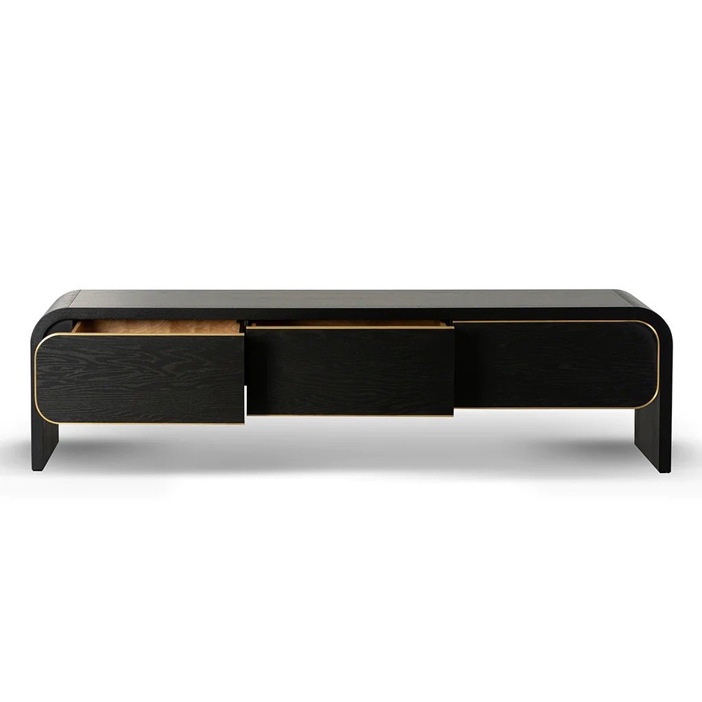 Coco Art Deco Entertainment Unit - Textured Espresso Black 2m