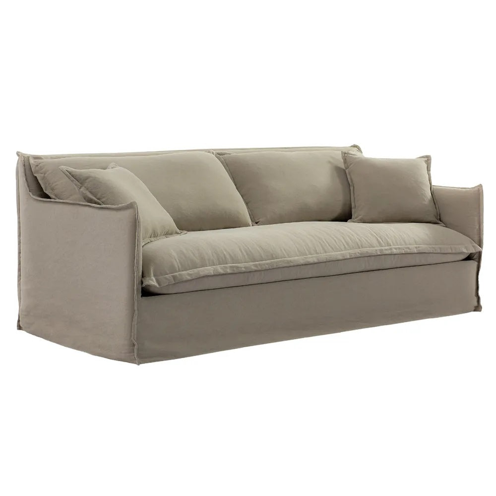 Cove 3 Seater Hamptons Sofa - Taupe Linen