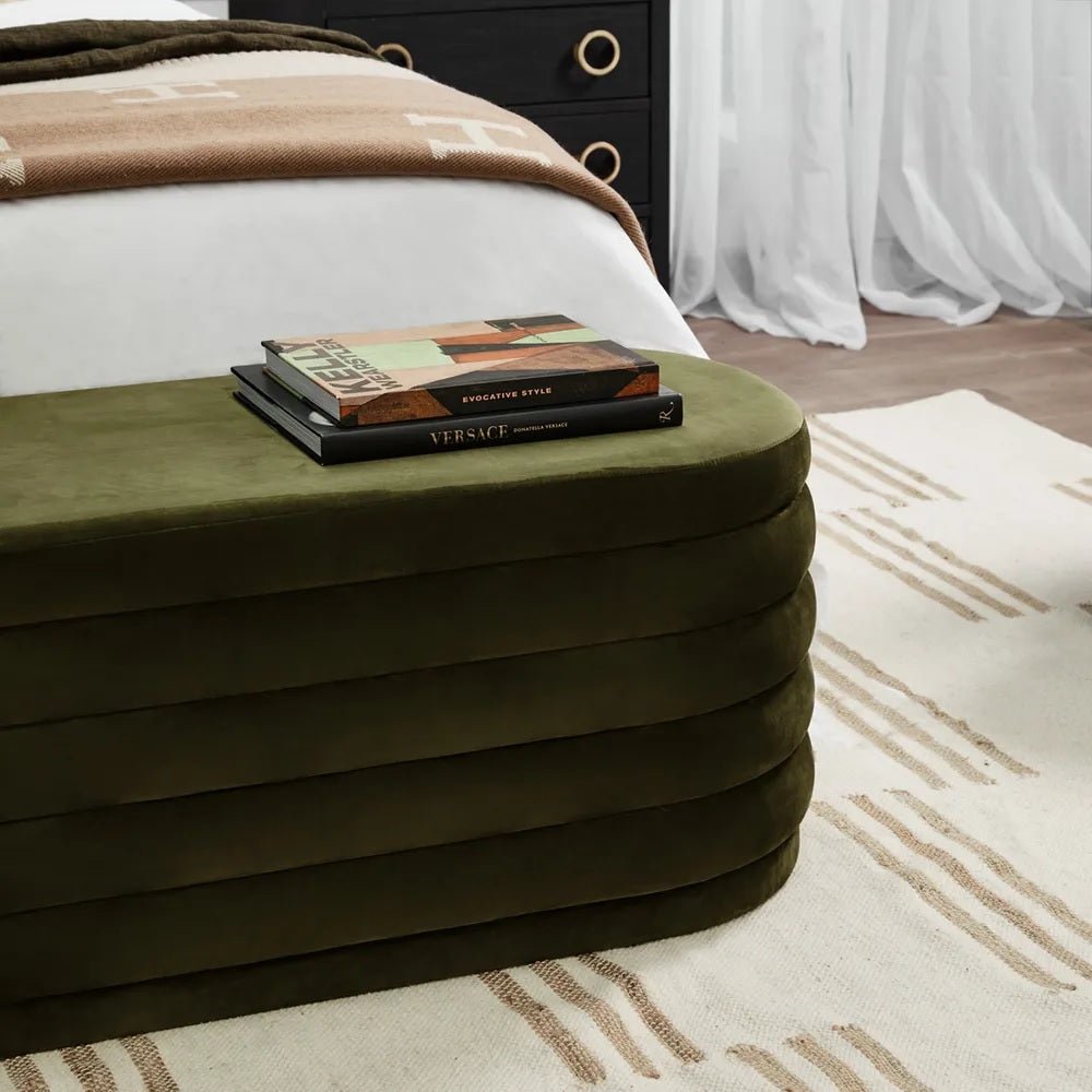 Demi Green Velvet Ottoman