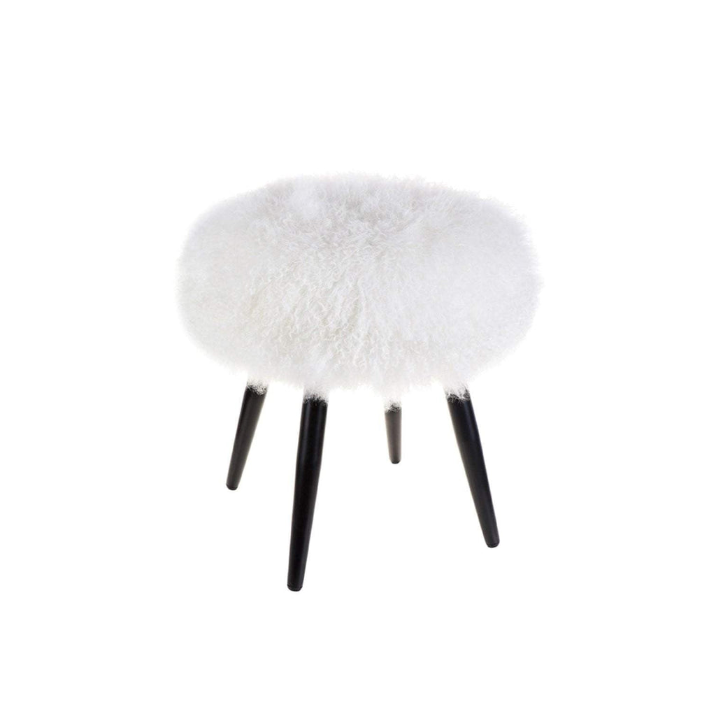 Dixie Mongolian Fur Stool - White