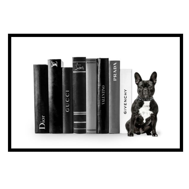 Fashion Books French Bull Dog Wall Art