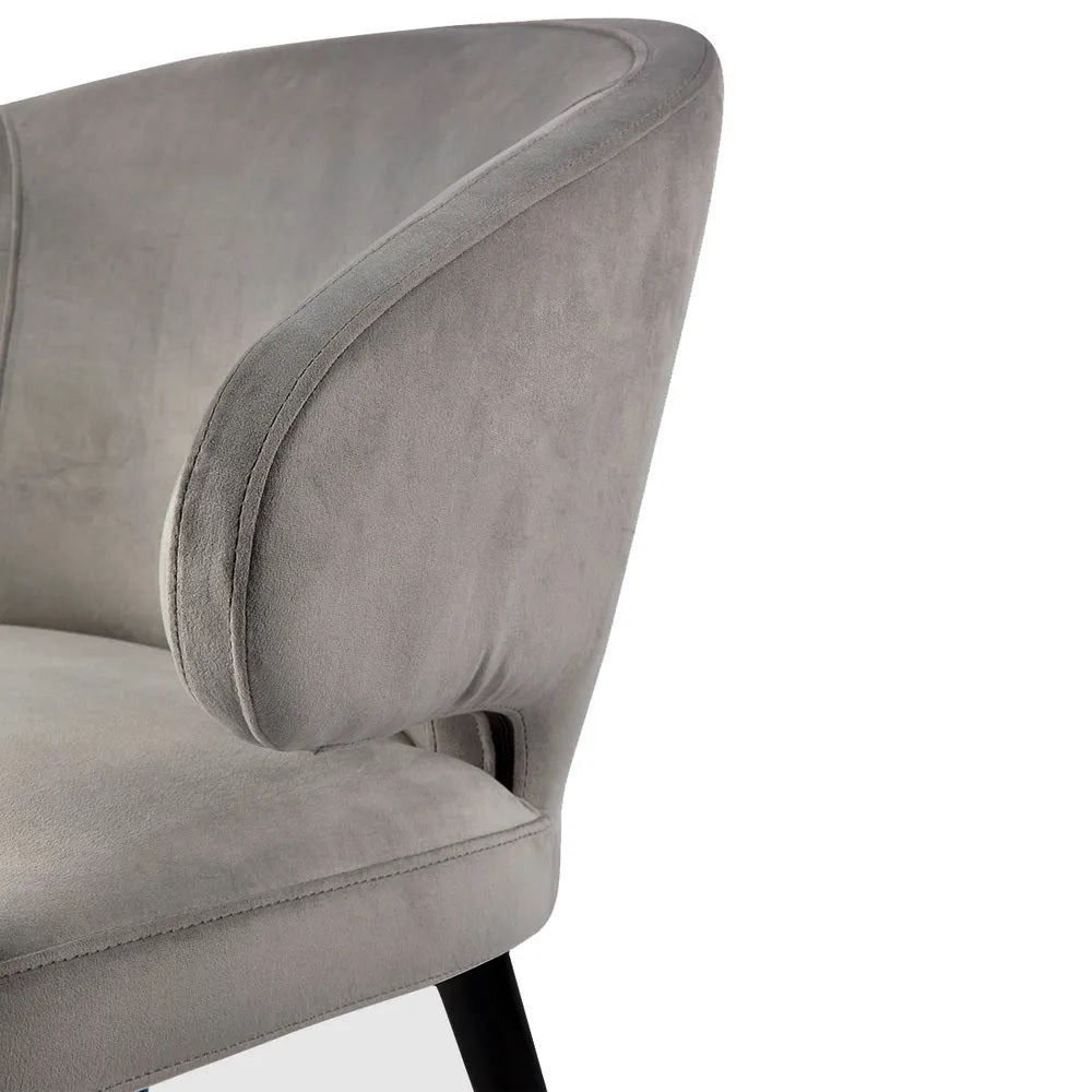 Harlow Hamptons Dining Chair - Grey Velvet