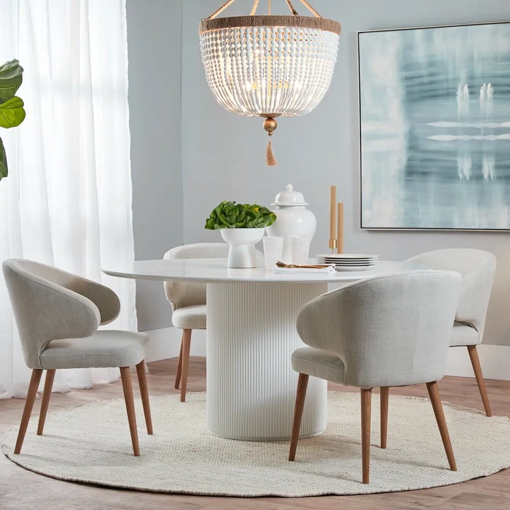 Harlow White Linen Dining Chair | Hamptons Dining Chair 