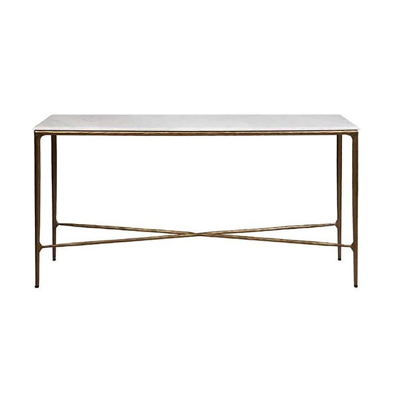 Heston White Marble Console Table - Brass Base