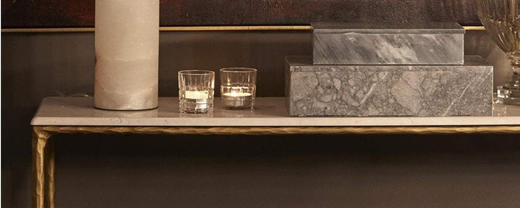 Heston Marble Top Console Table Brass | Marble Console Table